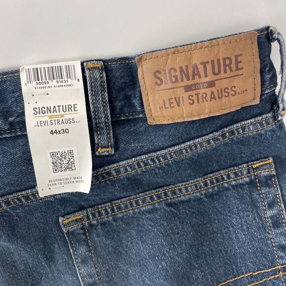Signature By Levi Strauss & Co. Jeans Men's Straight‎ Fit Denim DARK WASH 44x30 - Picture 6 of 12